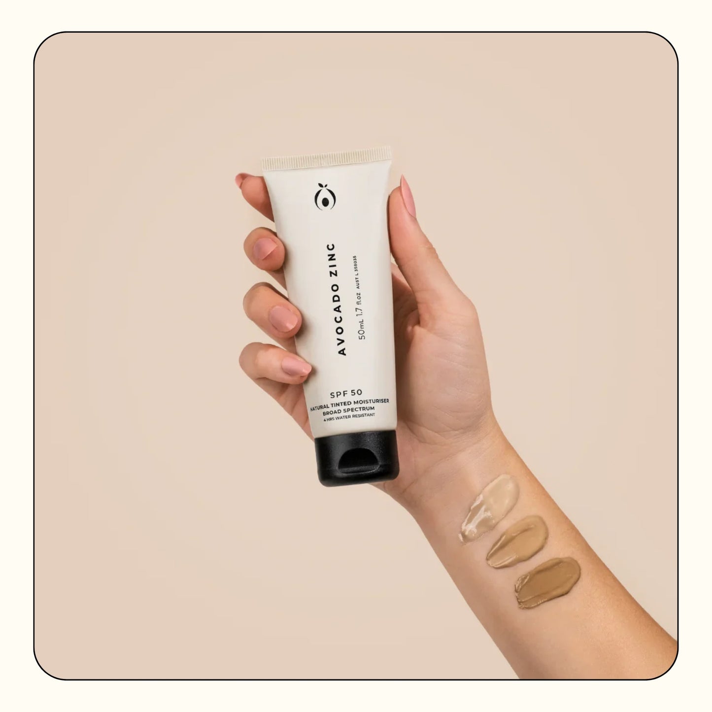 Avocado Zinc SPF 50 Natural Tinted Moisturiser